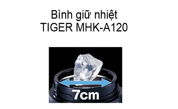 Bình lưỡng tính Tiger MHK-A120 có miệng rộng dễ bỏ đá và lau chùi bên trong