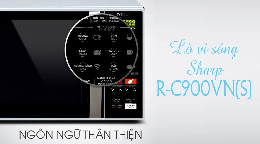 Lò vi sóng Sharp 23 lít R-C900VN(S) có bảng điều khiển điện tử