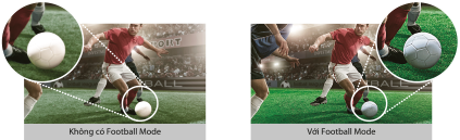  Football Mode trên Tivi Led Toshiba 40L2450VN dò tìm những chủ thể chuyển động để tăng cường độ sáng và đường viền xung quanh vật thể, kết hợp với giảm nhiễu MPEG