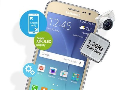 Điện thoại di động Samsung Galaxy J2 chip 4 nhân, RAM 1 GB