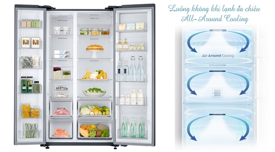 Tủ lạnh Samsung 609 lít RH60J8132SL làm lạnh đa chiều hiệu quả