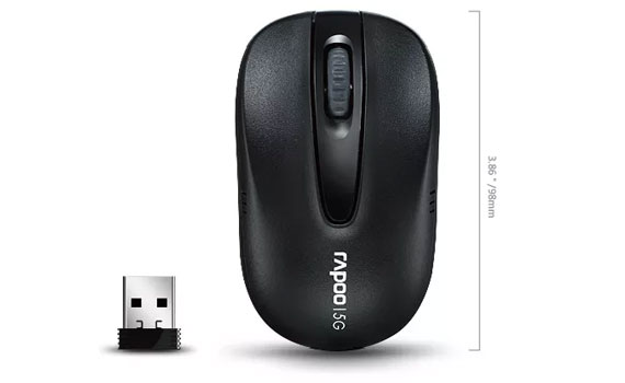 Chuột vi t&iacute;nh 5GHZ RAPOO 1070P BLACK c&oacute; khe đựng đầu cắm