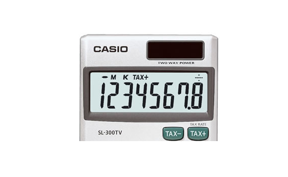 M&aacute;y t&iacute;nh Casio SL-300TV thiết kế m&agrave;n h&igrave;nh rộng, c&aacute;c số hiện thị r&otilde; r&agrave;ng