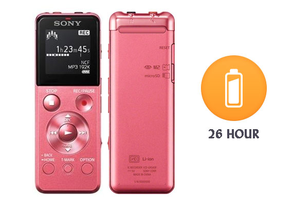 M&aacute;y ghi &acirc;m Sony ICD-UX543F hồng c&oacute; thời lượng ghi &acirc;m đến 26 giờ