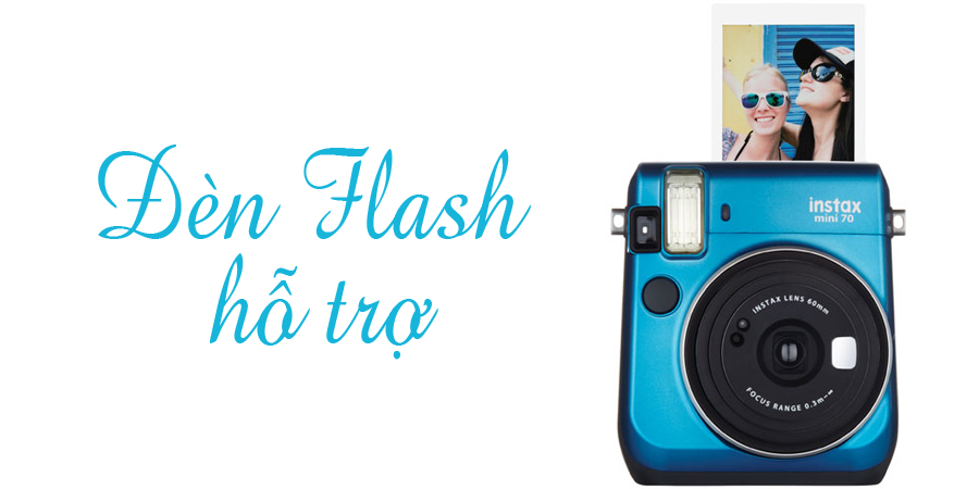Máy chụp ảnh lấy liền Fuji Instax Mini 70 xanh có đèn flash