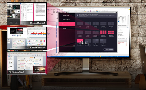 Màn hình máy tính LG 24MP88HM-S có chế độ Screen Split và PIP