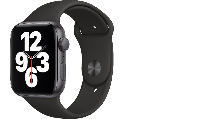Apple Watch SE GPS 44mm Vỏ nhôm Dây cao su Đen - Dây đeo cao su 