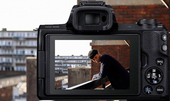 Máy ảnh Canon EOS M50 KIT 15-45mm màu đen chụp ảnh