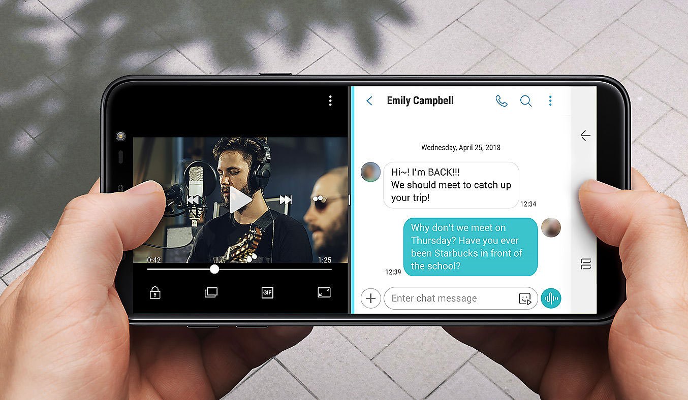 Samsung Galaxy A6 Plus màu xanh (2018) màn hình tràn viền sắc nét