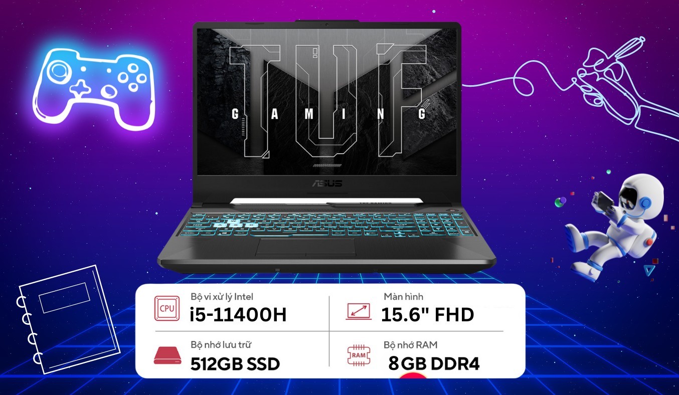 Laptop Asus TUF Gaming F15 i5-11400H (FX506HF-HN014W) Diện mạo cá tính, hiệu năng mạnh mẽ