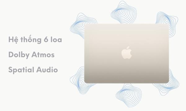 Laptop Macbook Air M2 2023 8GB/256GB/10 Core GPU MQKU3SA/A Vàng hệ thống 6 loa