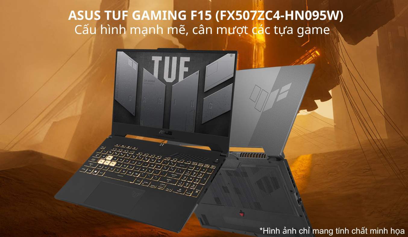 Laptop Asus TUF Gaming F15 i5-12500H/16GB/512GB/Win11 (FX507ZC4-HN095W) Diện mạo cá tính, hiệu năng mạnh mẽ