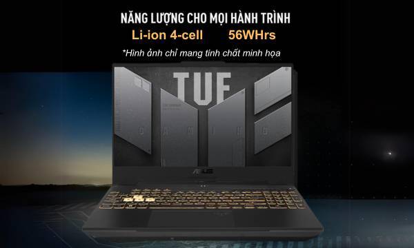 Laptop Asus TUF Gaming F15 i5-12500H/16GB/512GB/Win11 (FX507ZC4-HN095W) - Pin bền bỉ, năng lượng kéo dài