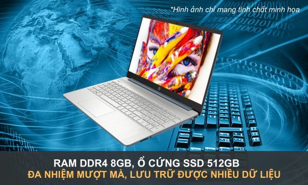 Laptop HP 15S-FQ5146TU i7-1255U/8GB/512GB/Win11 7C0R9PA - Mở nhiều tab trơn tru, lưu trữ nhiều dữ liệu