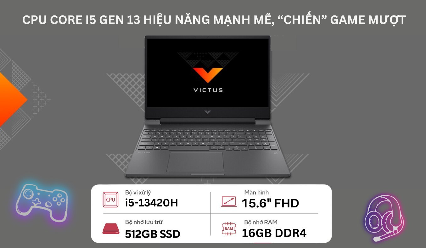 Laptop HP Victus Gaming 15-FA1090TX i5-13420H/16GB/512GB/Win11 (8C5M7PA)