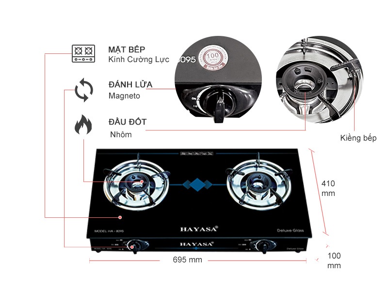 Bếp gas đôi Hayasa HA-8095
