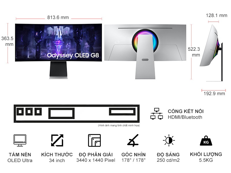 Màn hình vi tính Samsung Odyssey OLED G8 34 inch LS34BG850SEXXV