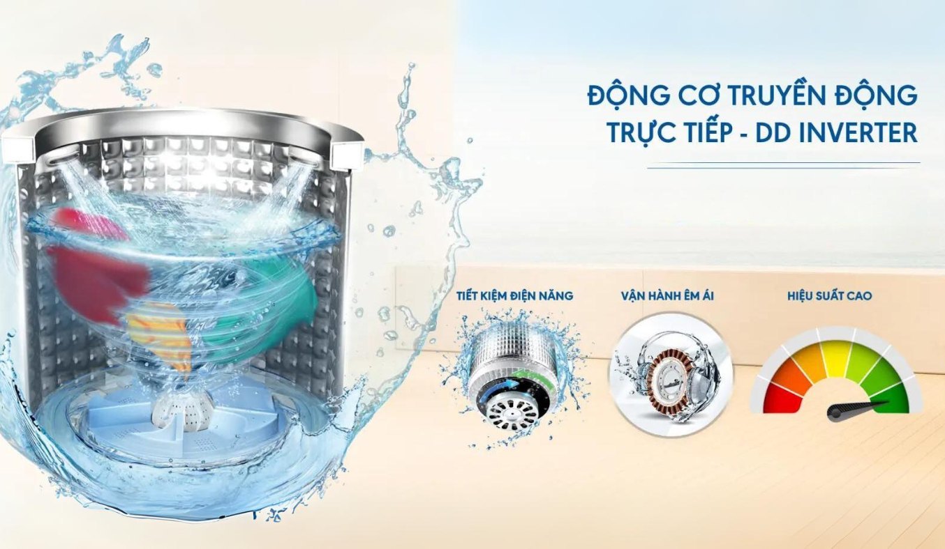 Máy giặt Aqua Inverter 15 kg AQW-DR150UGT.PS - Công nghệ Inverter tiết kiệm điện vượt trội