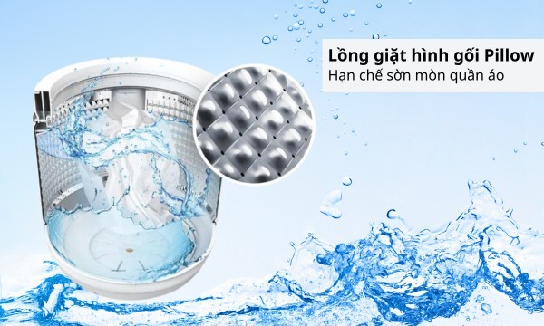 Máy giặt Aqua Inverter 15 kg AQW-DR150UGT.PS - Lồng giặt Pillow