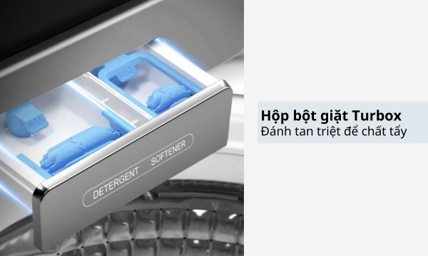 Máy giặt Aqua Inverter 15 kg AQW-DR150UGT.PS - Hộp đánh tan bột giặt Turbox