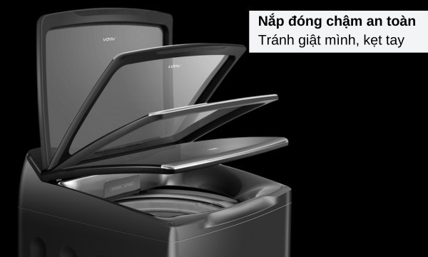 Máy giặt Aqua Inverter 15 kg AQW-DR150UGT.PS cửa đóng chậm an toàn