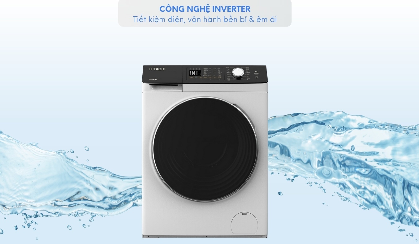 Máy giặt Hitachi Inverter 9.5 kg BD-954HVOW công nghệ inverter tiết kiệm điện