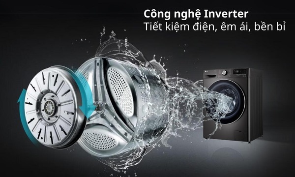 Máy giặt LG Inverter 12 kg FV1412S3B Giặt hơi nước Steam loại bỏ tác nhân gây dị ứng