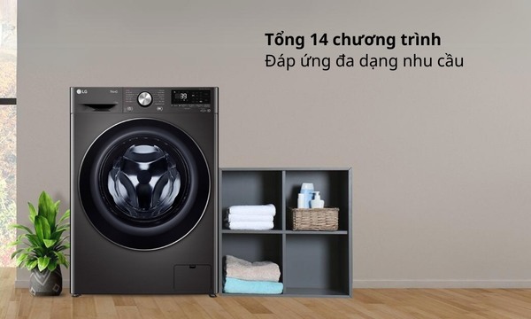 Máy giặt LG Inverter 12 kg FV1412S3B - Thiết kế cửa lớn, chất liệu kính cường lực