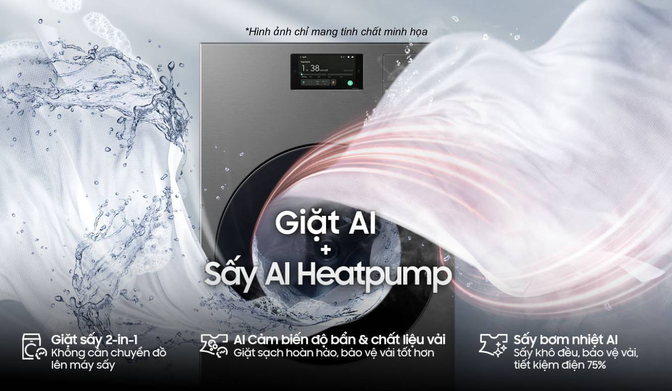 Máy giặt sấy Samsung Inverter Be Spoke 25/15 kg WD25DB8995BZSV