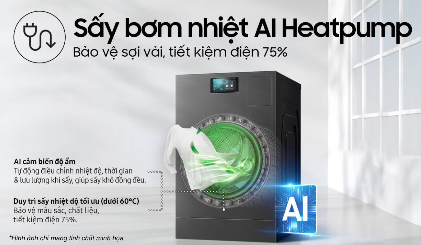 Máy giặt sấy Samsung Inverter Be Spoke 25/15 kg WD25DB8995BZSV