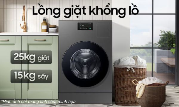 Máy giặt sấy Samsung Inverter Be Spoke 25/15 kg WD25DB8995BZSV