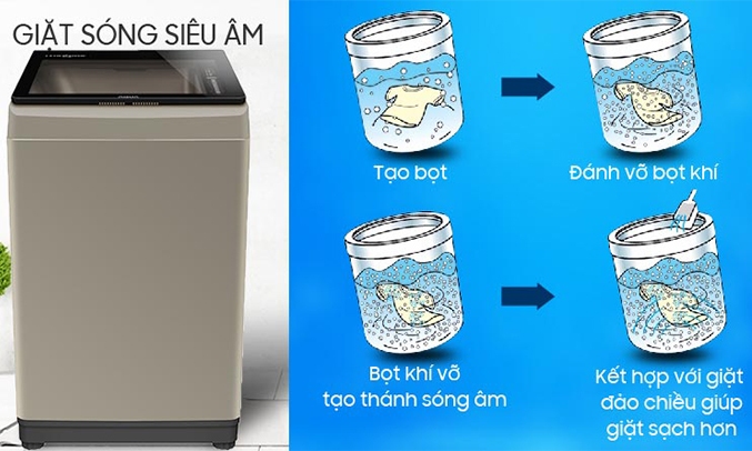 Máy giặt Aqua 9 kg AQW-W90CT (N) dùng sóng siêu âm