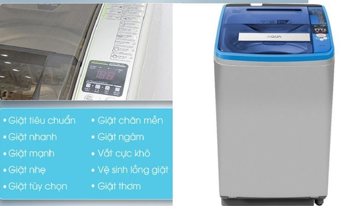 Máy giặt Aqua AQW-F800AT có 10 chương trình giặt sạch hiệu quả
