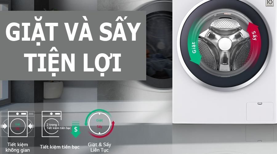 Máy giặt LG 9 kg F1409DPRW1 giá tốt tại nguyenkim.com
