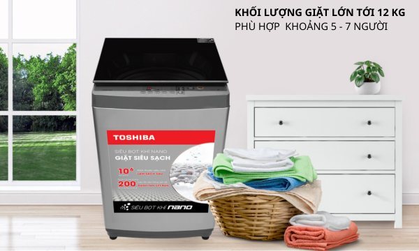 Máy giặt Toshiba Inverter 12 kg AW-DUK1300KV(SG) Xoáy thác nước đa chiều