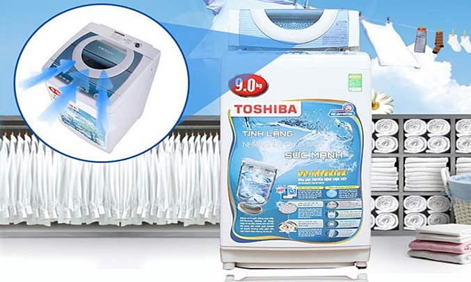 Máy giặt Toshiba AW-DC1005CV (WB) quần áo sạch khô trắng sáng