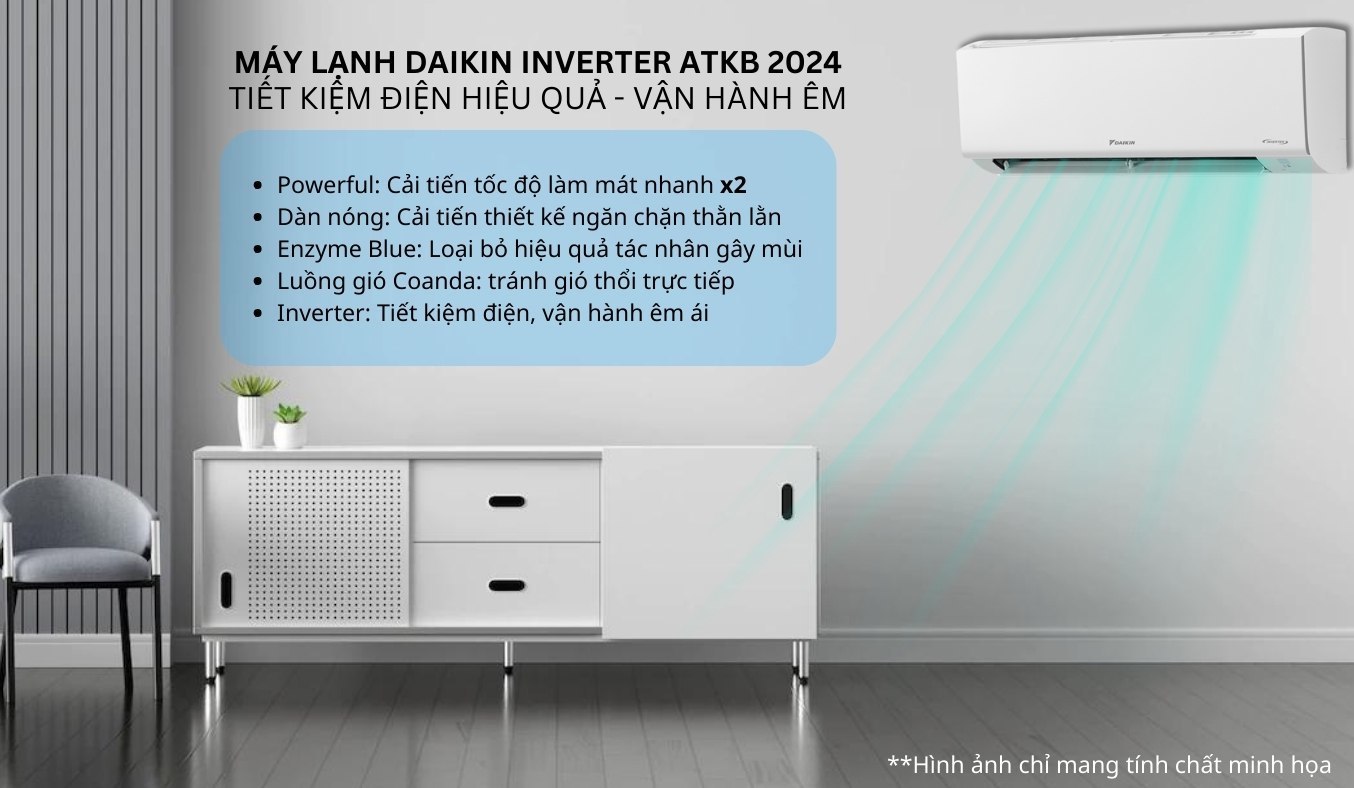 Máy lạnh Daikin Inverter 1.5 HP ATKB35YVMV/ARKB35YVMV - Diện mạo sang trọng