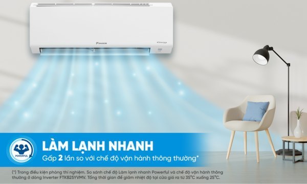 Máy lạnh Daikin Inverter 1.5 HP ATKB35YVMV/ARKB35YVMV làm lạnh nhanh 