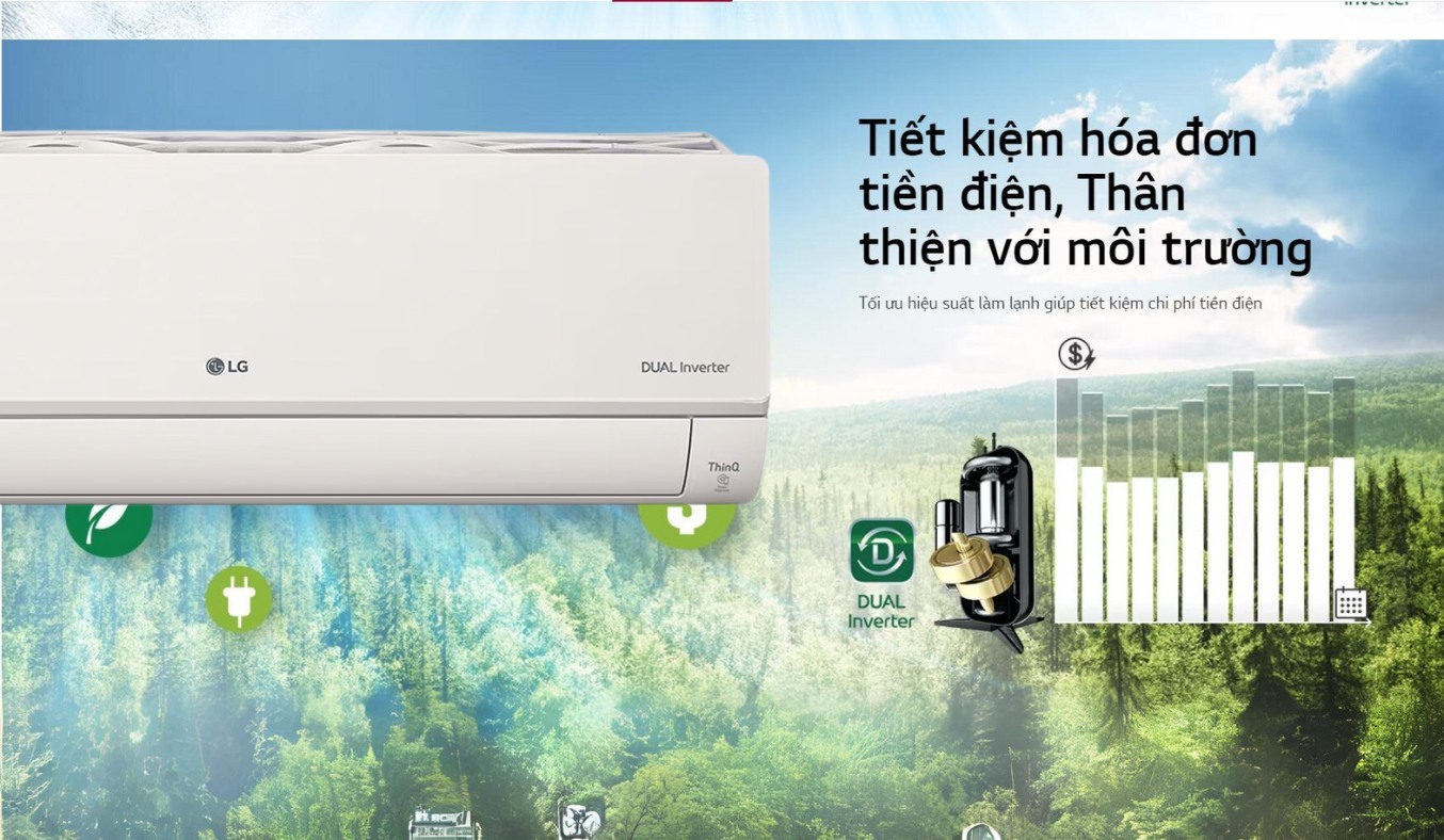 Máy lạnh LG Inverter 1.5 HP V13APIB tiết kiệm điện