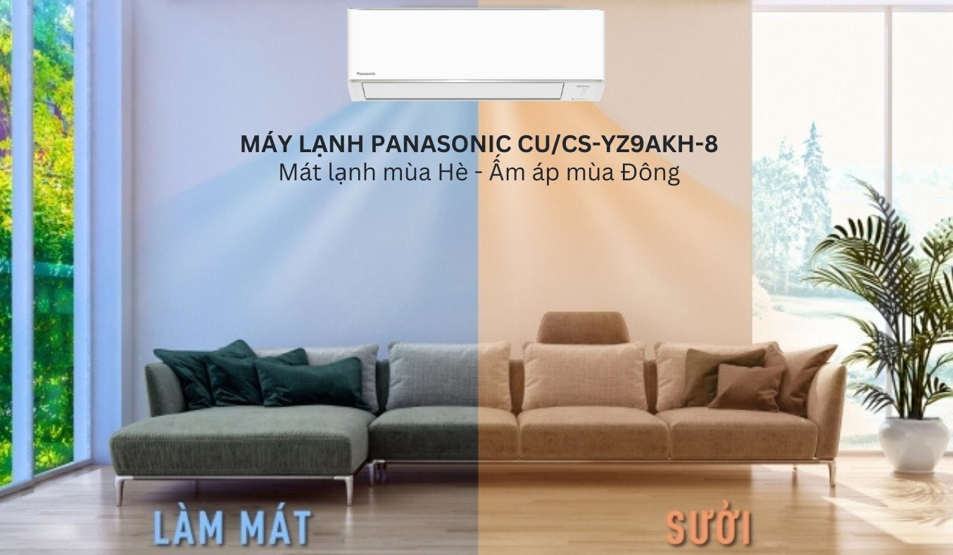 Máy lạnh Panasonic Inverter 1 HP CU/CS-YZ9AKH-8 điều hòa 2 chiều