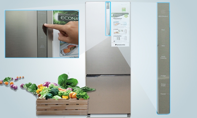 Tủ lạnh Panasonic NR-BV368XSVN bảng điều khiển đèn LED bên ngoài rất tiện lợi