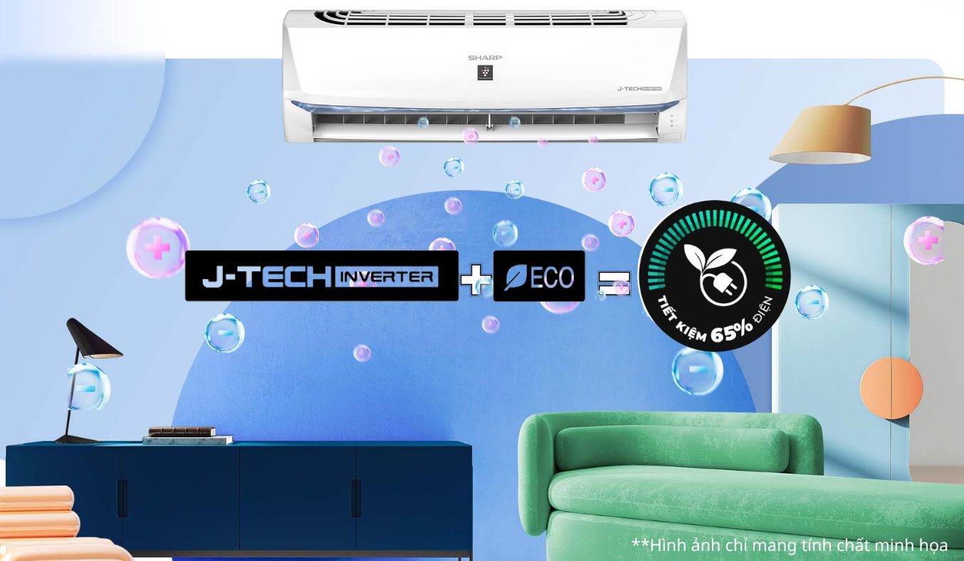 Máy lạnh Sharp Inverter 2 HP AH-XP18BSW J-Tech Inverter tiết kiệm điện