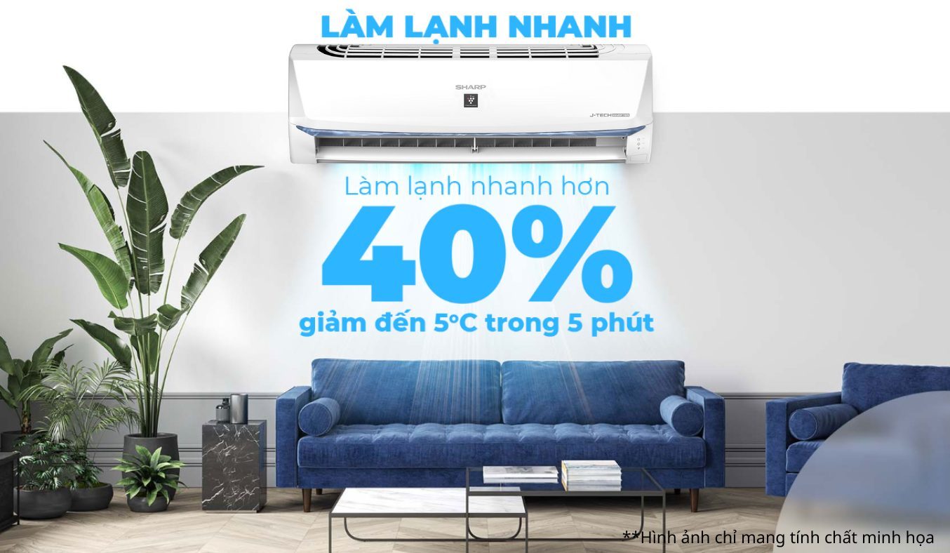 Máy lạnh Sharp Inverter 2 HP AH-XP18BSW làm lạnh nhanh