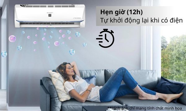 Máy lạnh Sharp Inverter 2 HP AH-XP18BSW Tính năng hẹn giờ (12h), tự khởi động lại khi có điện