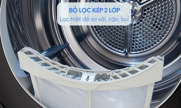 Máy sấy quần áo LG Inverter 10.5 kg DVHP50B bộ lọc kép hiệu quả
