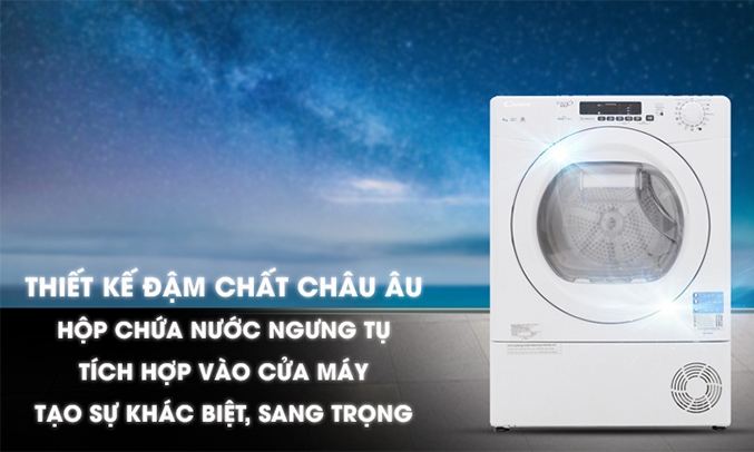 Máy sấy Candy 9 kg GVS C9DE-S được thiết kế hiện đại