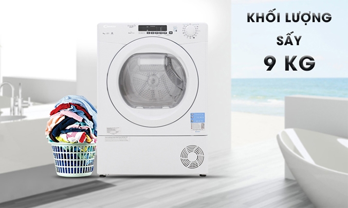 Máy sấy Candy 9 kg GVS C9DE-S khối lượng sấy lớn
