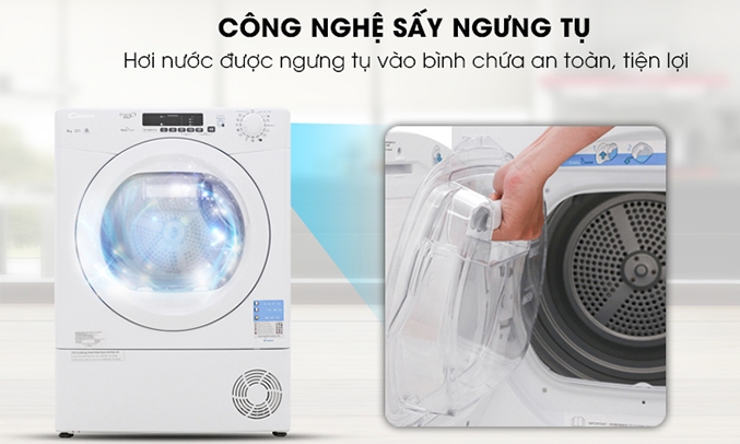 Máy sấy Candy 9 kg GVS C9DE-S công nghệ sấy ngưng tụ