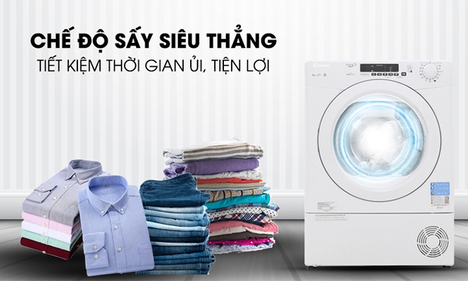 Máy sấy Candy 9 kg GVS C9DE-S sấy siêu thẳng
