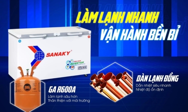 Tủ đông Sanaky Inverter 365 lít VH-5699W4K dàn lạnh đồng